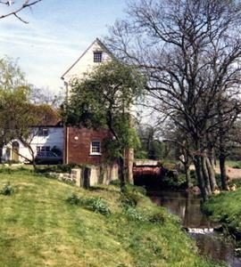 Evegate Mill, Smeeth, and wheel looking upstream