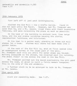 Notes on visit to mill