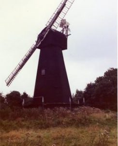 Front 3/4 view of mill with two sweeps