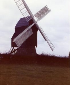 Front 3/4 view of post mill