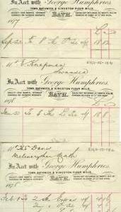 Accounts due to George Humphreys, Town, Bathwick and Kingston Flour Mills