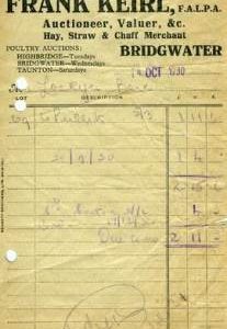 Bill for purchase of pullets