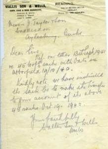Letter re delivery of oats