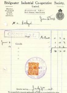 Bill to Mr Lockyer from the Bridgwater Industrial Co-operative Society