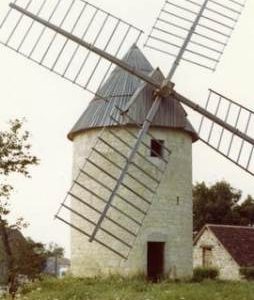 Preserved tower mill "Le Moulin de Lamothe", Lamothe-Cassel, central France, July or August 1981
