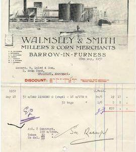 Bill from Walmsley & Smith Millers, Millers & Corn Merchants, Barrow-in-Furness