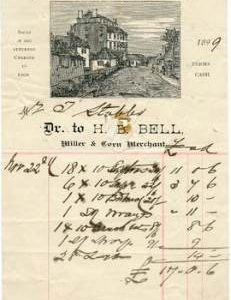 Bill from H B Bell, Miller & Corn Merchant, Ruswarp Roller Flour Mills