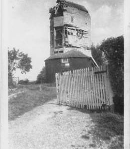 Harebating Post Mill, Hailsham, two storey roundhouse, no sails, derelict