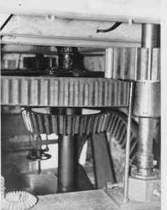 Hornsbury Mill, Eleighwater, Chard, internal, pit wheel, wallower and spur wheel