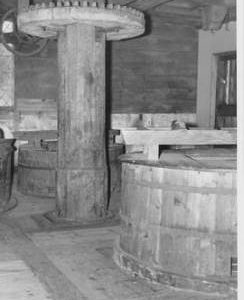 Shalford Mill, Shalford, internal, crown wheel and stones floor