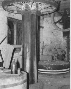 Snowdenham Mill, Bramley, internal, crown wheel and stones floor