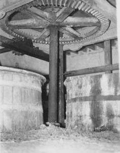 Holt Mill, Melbury Osmond, internal, crown wheel, stones floor