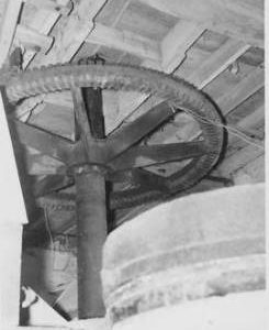 Efford Mill, Efford, internal, crown wheel, stones floor
