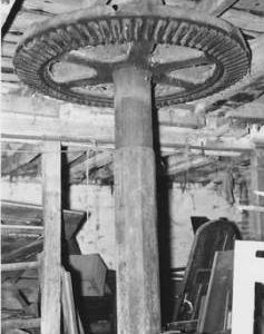 Longstock Mill, Longstock, internal, crown wheel, stones floor