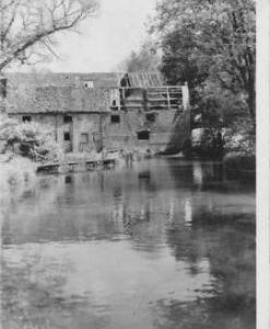 Town Mill, Whitchurch, derelict but roof decayed, downstream side