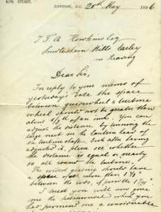 Letter about turbine adjustment
