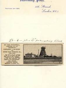 Invoice for newspaper advert re sale of Barking Mill