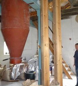Ground floor: modern milling machine and grain elevators, Maud Foster Mill, Boston