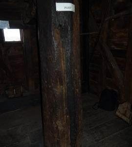 Main post on spout floor, post mill, Bourn