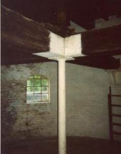 Iron column supporting dummy floor, Jack Mill, Clayton