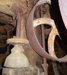 Southern tentering gear, showing unidentified apparatus, and auxiliary pulley, smock mill, Earnley