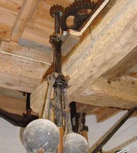 Governor and drive mechanism for same from upright shaft, tower mill, Heapham