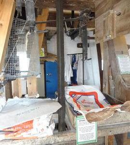 Auxiliary upright shaft driving stones on spout floor, Heckington Windmill, Heckington