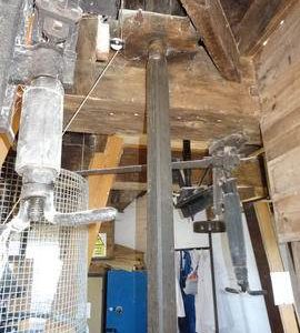Tentering gear and auxiliary upright shaft driving stones on spout floor, Heckington Windmill, Hecki