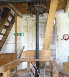 Great spur wheel, stone nut, quant and stones, Heckington Windmill, Heckington