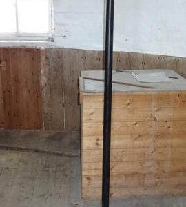 Grain cleaner drive shaft on bin floor, Heckington Windmill, Heckington