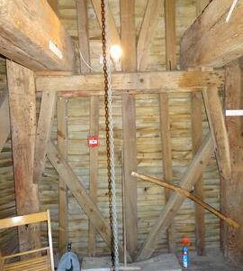 Spout and detail of stone floor framing, smock mill, Herne