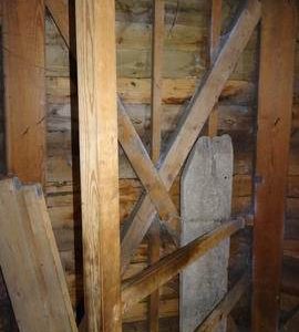 Section of first floor framing, smock mill, Herringfleet