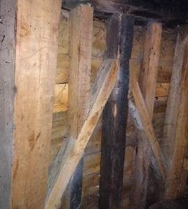 Section of top floor framing, smock mill, Herringfleet