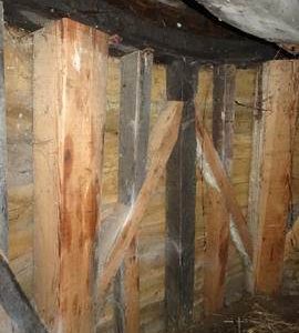 Section of top floor framing, smock mill, Herringfleet