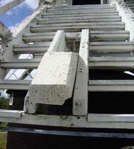 Ladder and sawn-off tailpole, post mill, Holton St Peter