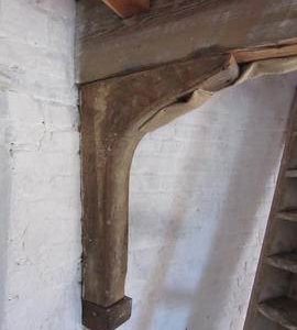 Ceiling support bracket on water stone floor, Combined Mill, Little Cressingham