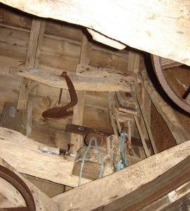 Cap frame, curb, truck wheels and brake catch, Lacey Green Windmill, Lacey Green
