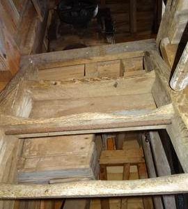 Looking up onto stone floor from spout floor, Argos Hill Mill, Mayfield