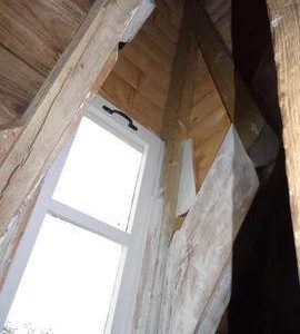 Looking up through excrescence covering ladder from stone to bin floor, Argos Hill Mill, Mayfield