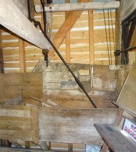 Spout floor left side framing and meal ark, Argos Hill Mill, Mayfield