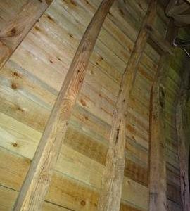 Roof framing, showing alteration in pitch, post mill, Nutley