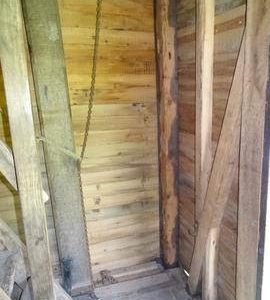 Detail of spout floor right rear framing, post mill, Nutley