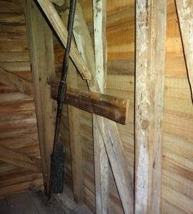 Detail of spout floor right side framing, post mill, Nutley