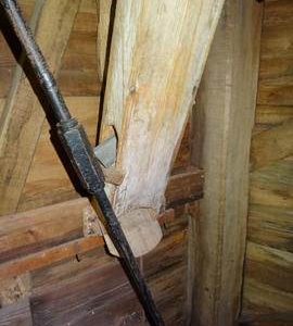Spout floor left side framing and spout, post mill, Nutley