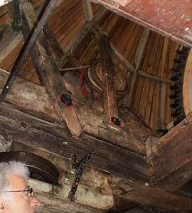Cap frame, truck wheel and brake rope pulley, tower mill, Over