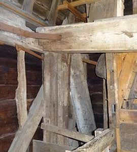 Tailbeam, right rear corner post and dresser, Pitstone Windmill, Pitstone