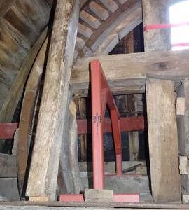 Modern ties for anchoring brakewheel, Pitstone Windmill, Pitstone
