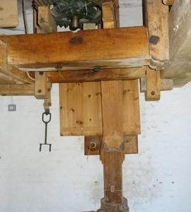 Engine drive, spout and hand tentering adjustment for engine stones, Downfield Mill, Soham