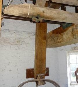 Spout and mounting for former engine drive layshaft, Downfield Mill, Soham