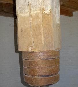 Gudgeon uniting wooden and iron sections of upright shaft, Downfield Mill, Soham